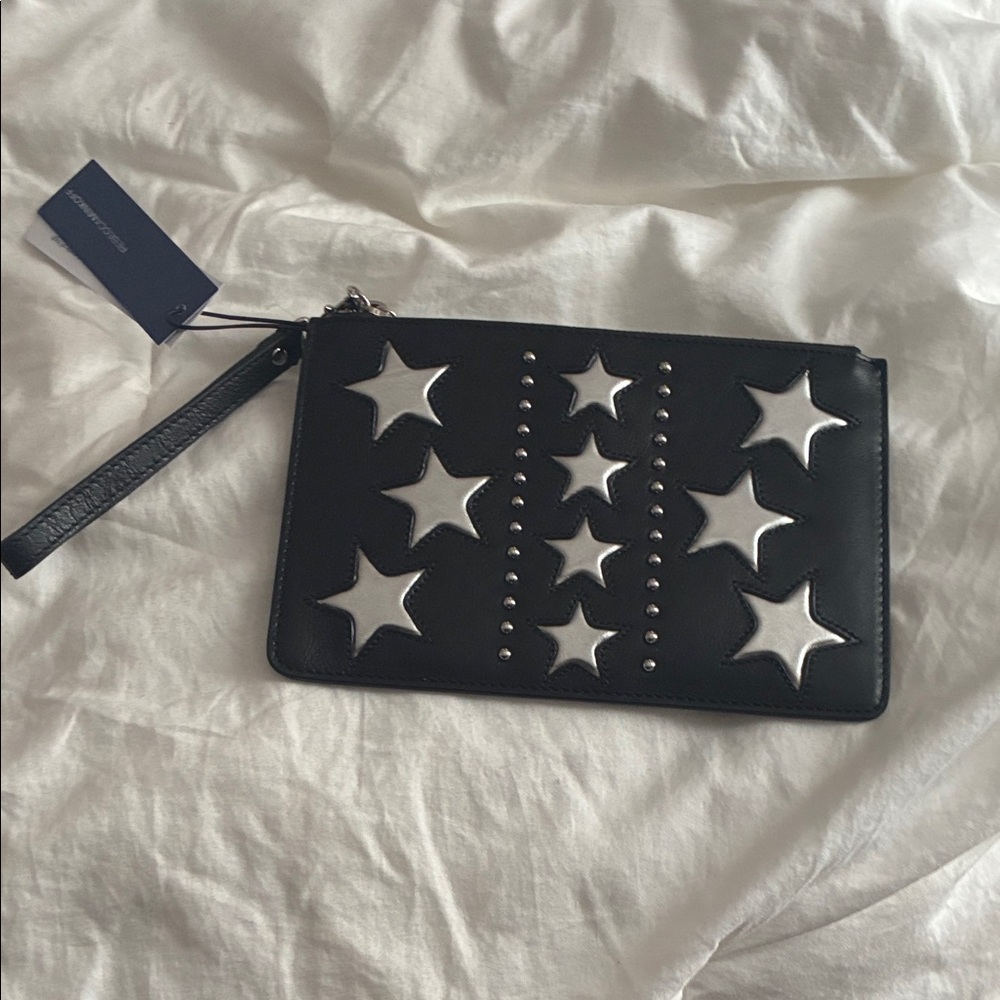 Rebecca Minkoff Black Wristlet with Silver Star Accents